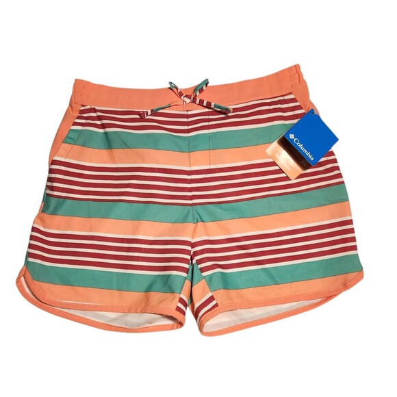 Columbia Other - Columbia Omni Shade Shorts Lightweight Pockets Peach Stripe Youth Large 14/16